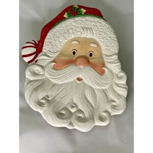 Fitz and Floyd Christmas Plate Peppermint Santa